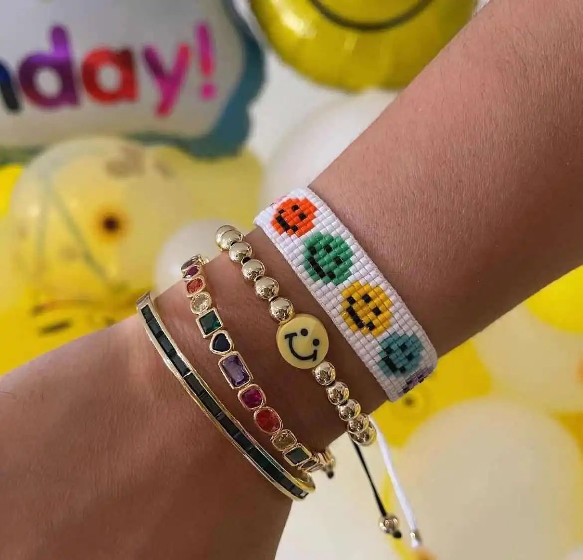 

Beads Jewelry happy face miyuki colorful stone Bracelet Men Women Gift Cheap Party Trendy Wedding Unisex Customized