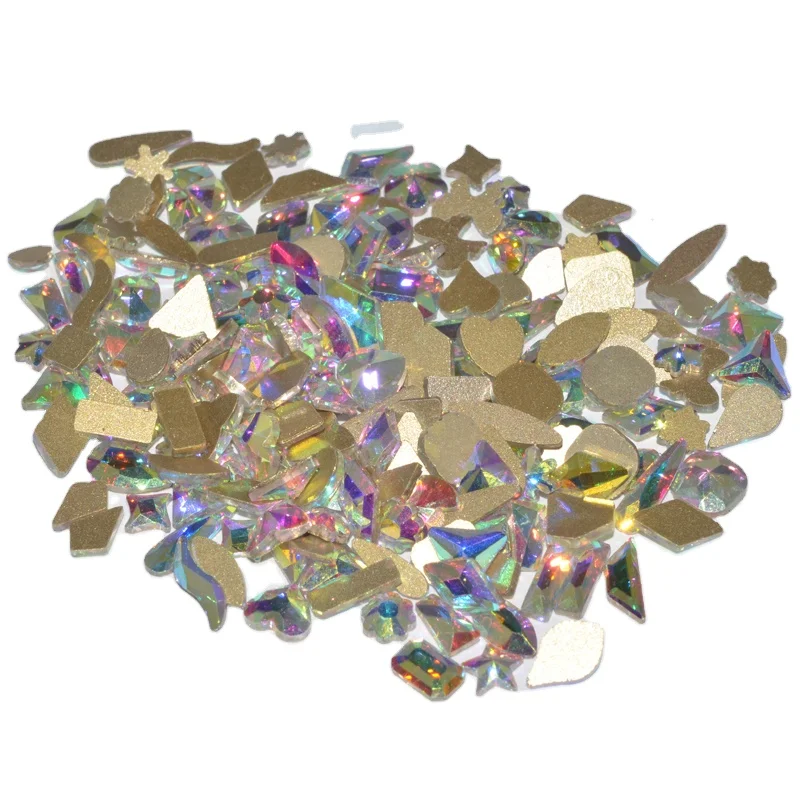 

Wholesale K9 Quality Gold Bottom Flatback Glass Rhinestones for Nail Art Decorations, Crystal ab