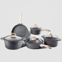 

Eco-friendly 9 pcs die cast aluminum granite coating non stick cookware cooking pots and pans set