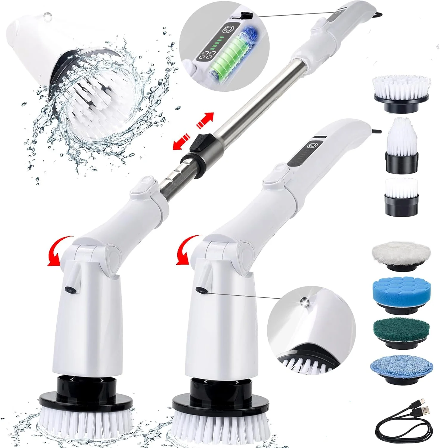 Electric Spin Scrubber Cordless Cleaning Brush Shower Cleaning Brush Portable Handheld Scrub for Bathroom Tile Floor Bathtub