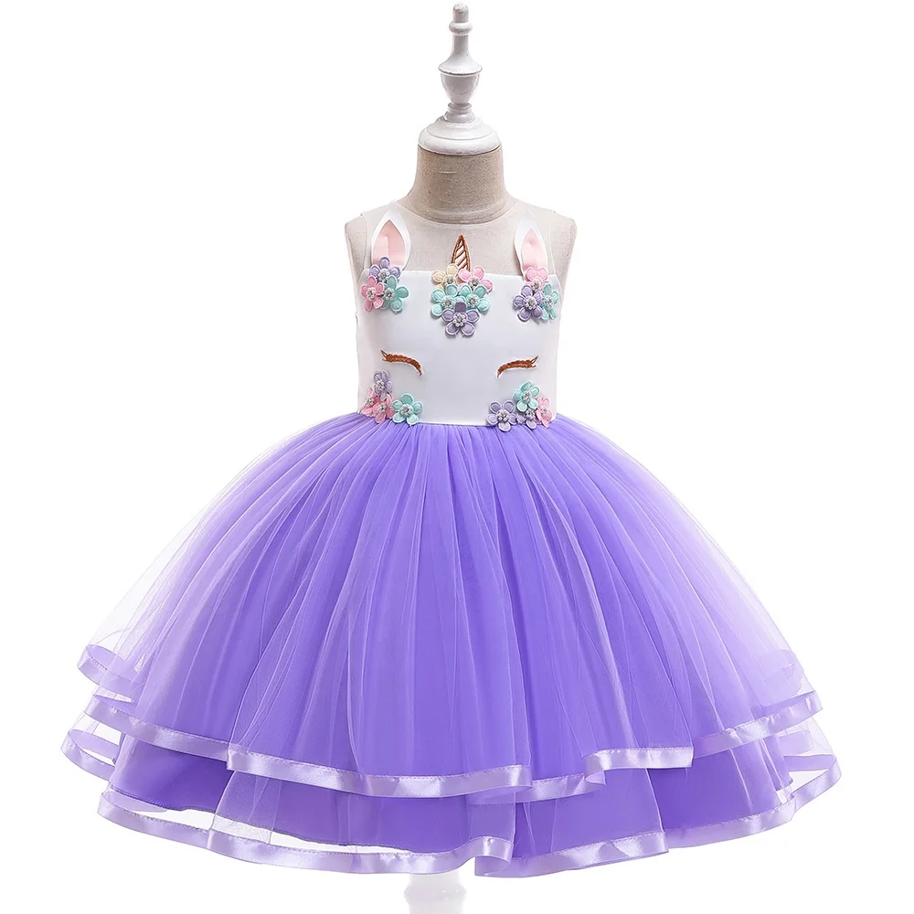 

Kids Elegant Clothing Girls Unicorn Design Birthday Party Wear Maxi Long Dress