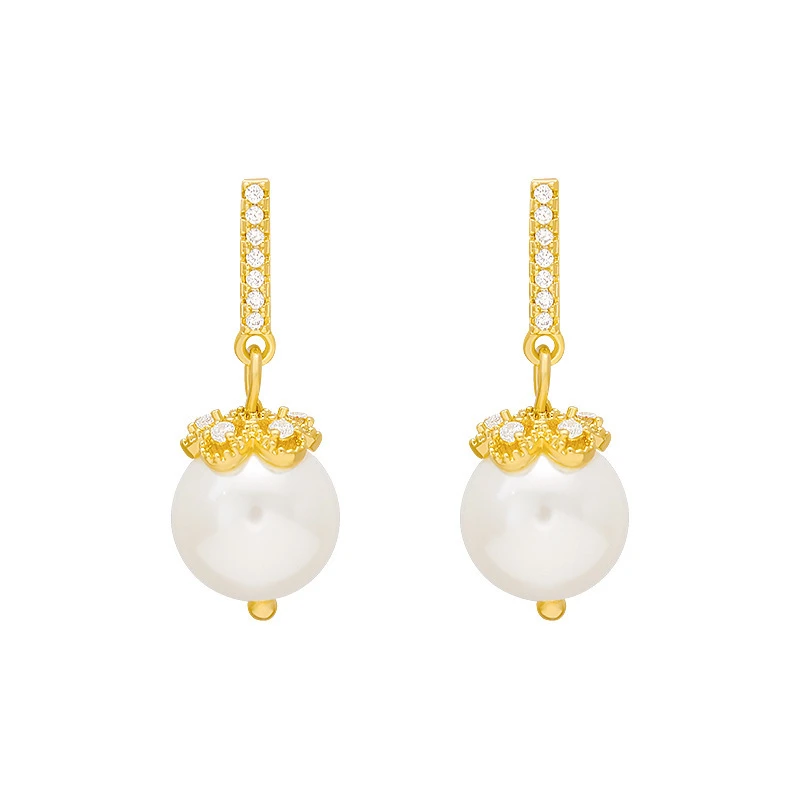 

S925 Silver Needle Korean Baroque Pearl earrings French Advanced sense temperament all kinds of Women's earrings