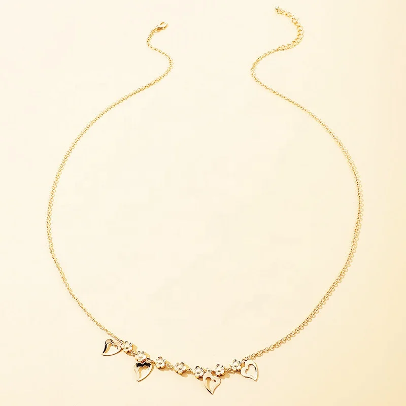 

New Fashion Sexy Body Jewelry For Women Girls Flower Heart Bikini Waist Chain Crystal Waist Chain, Gold