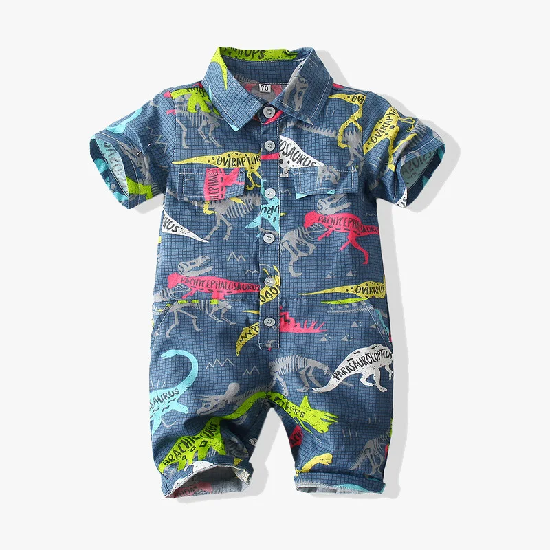 

Summer new boys' one-piece children's short-sleeved dinosaur boxer romper