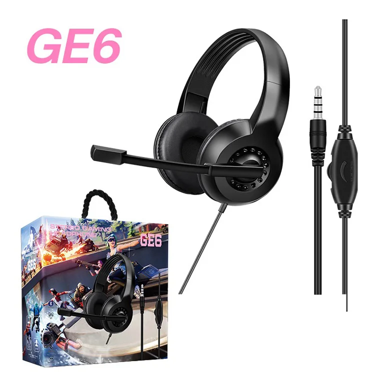 

new GE Gaming Headsets Big Headphones with USB LED Light Mic Stereo Earphones Deep Bass for PC Computer Gamer, Black