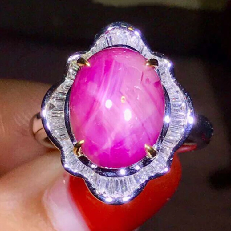 

high Quality Precious Sri Lanka Gemstone Jewelry In 18k Gold 8.65ct Natural Unheated Star Ruby Ring Wedding