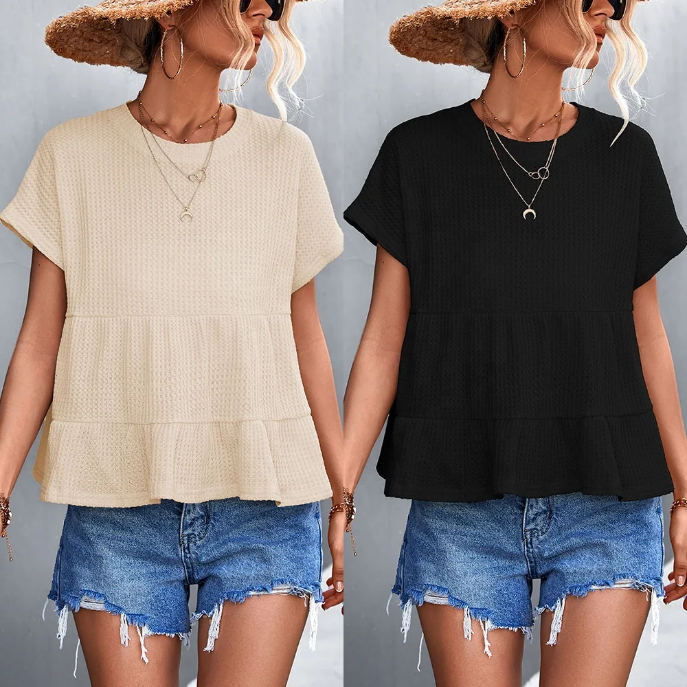 

LAISI Summer new casual women's T-shirt Street dress elegant lovely blouse women's elegant shirt