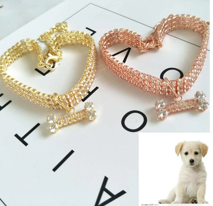 

Rhinestone diamond luxury pet collar dog jewelry pet accessories dog necklace, Gold