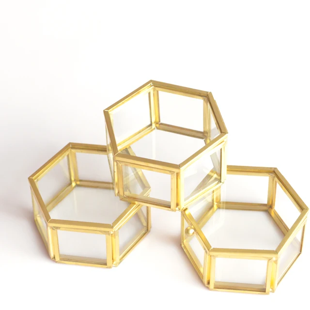 

welcome wedding favour boxes glass display showcase golden glass jewelry box