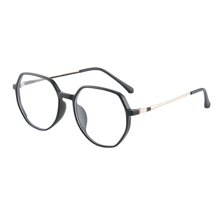 

Branded designer optical glasses frames metal irregular polygon frame plain spectacles women anti blue light glasses frame, Mix color or custom colors