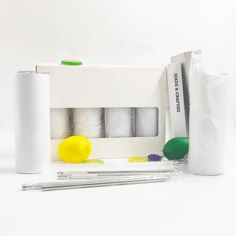 

Factory delivery 20 Oz Sublimation Blanks Set 4pcs Stainless Steel Straight Skinny Tumbler Set