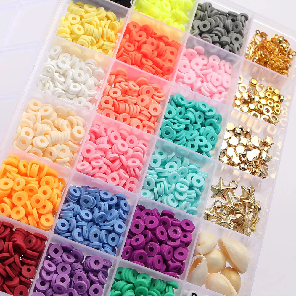 

Polymer Clay Beads for Jewelry Making Bracelets Necklace Earring DIY Craft Kit with Charms Number Findings and Accessories, As the picture shows