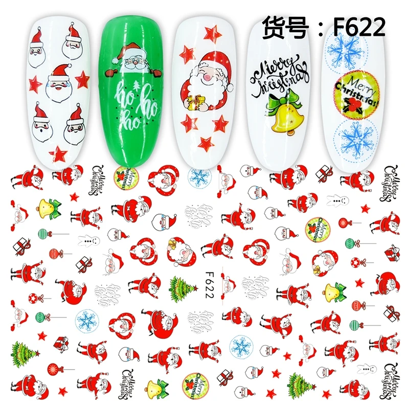 

Merry Christmas Decoration Nail Decals Xmas Tree Santa Deer Stickers Winter Festival Nail Ornaments Manicure Accessories, 22 colors