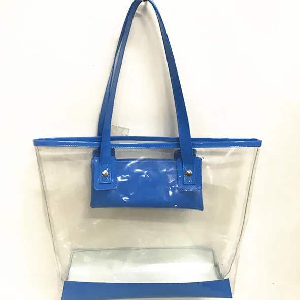

New Fashion Summer Shoulder Bag with Pouch Transparent PVC Women Beach Bag