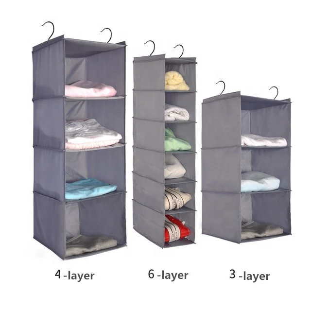 

4-layer Oxford Cloth Wardrobe Hanging Clothes Sundries Storage Hanging Bag, Pics