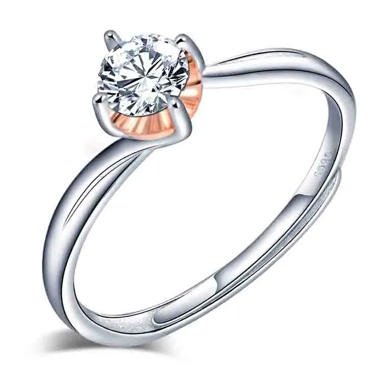 925 Sterling Silver Romantic Simulated Diamond Ring with Zircon for Women's Wedding Engagement Anniversary or Party Gift