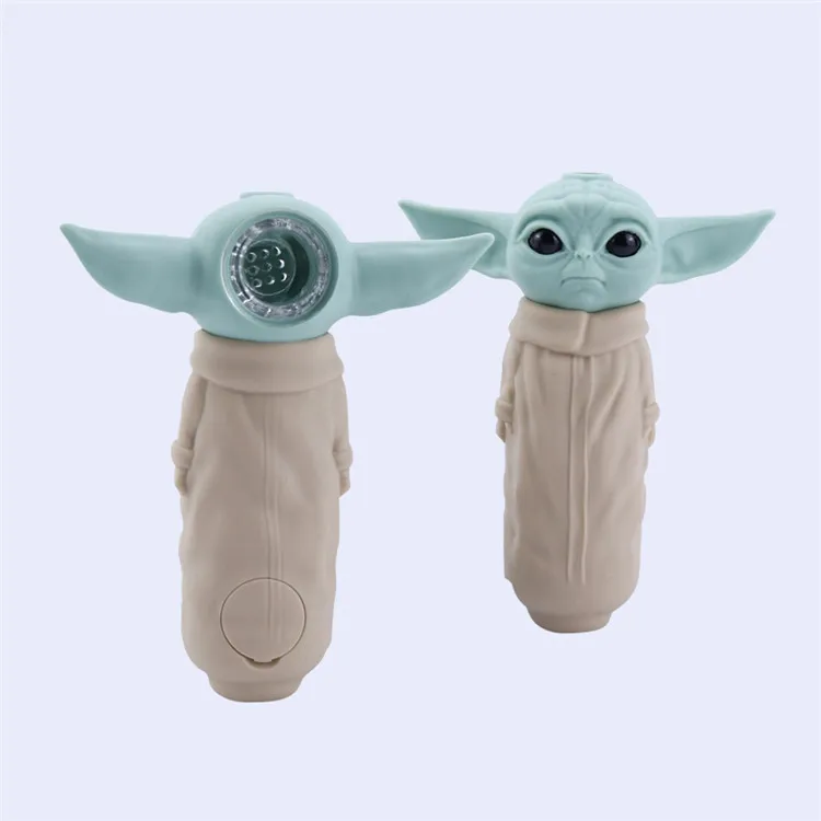 

Silicone Weed Pipes Baby Yoda Grogu Tobacco Dabs Smoking Accessories Dabber Glass Bowl Smoke Pipe, All color