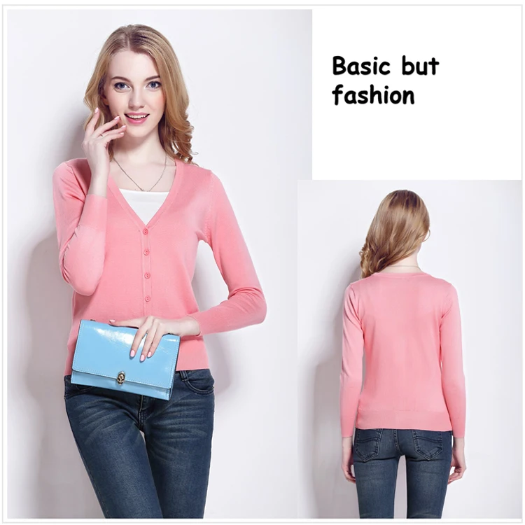 2019 fall winter ladies Button long sleeve knit v neck womens cardigan sweater sets
