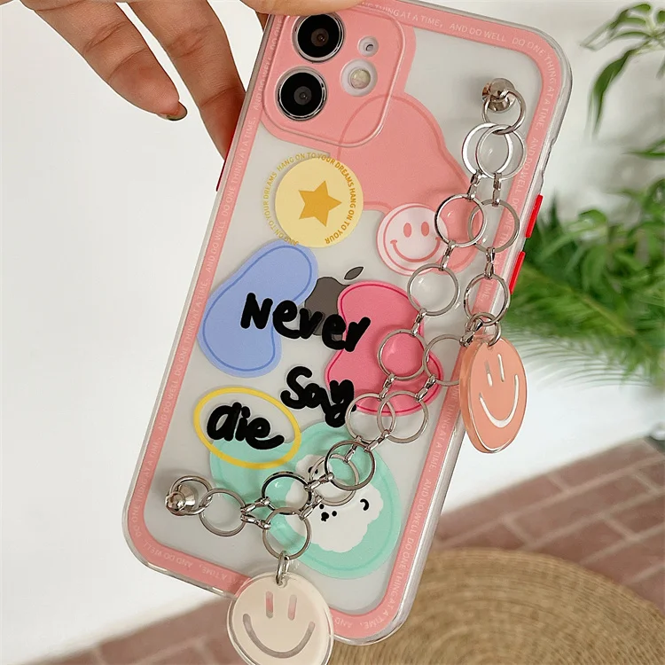 

Cute Girl Shockproof Smile Face Cover Camera Protective Case with Bracelet Hanging Case for iPhone 12 Pro Max 11 pro max X XS XR