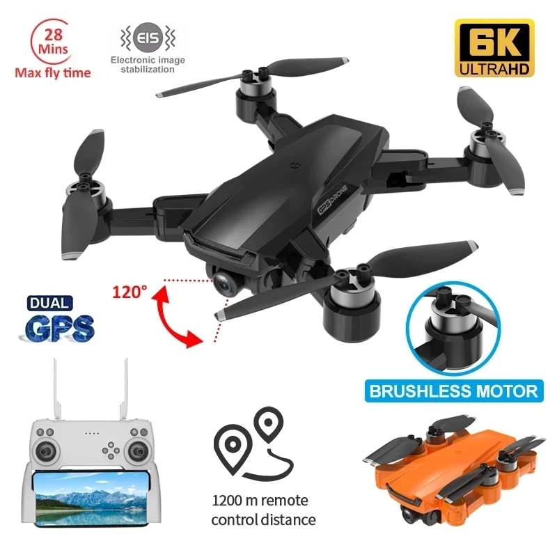 

China New Mini GPS Drone with 4K 6K HD Camera WiFi Fpv Helicopter Air Pressure Altitude Hold Foldable Quadcopter RC Dron Toy, Black