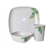 Eco friendly new product ideas OEM wholesale good price leaf flower design melamine western dinnerware white dinner ware