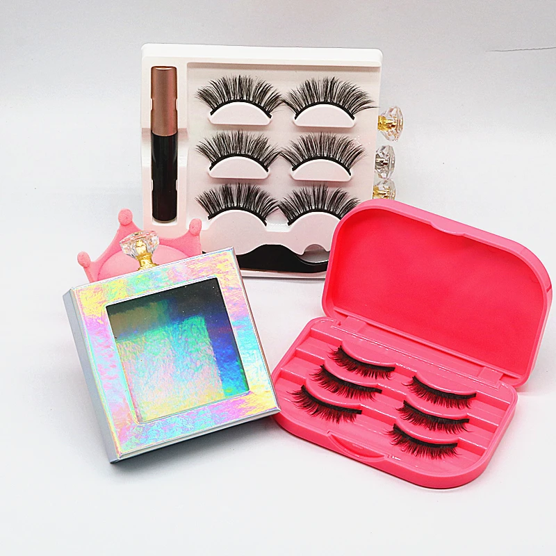 

Custom private label magnetic eyelashes 3d magnetic faux mink lashes, Natural black