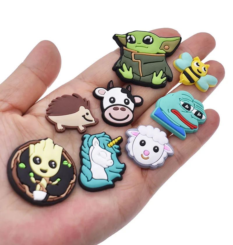 

Wholesale PVC Shoe Charms Character Cartoon Cute Animal Croc Shoes Accessories Ornaments Party Gift For Kids, Customized color