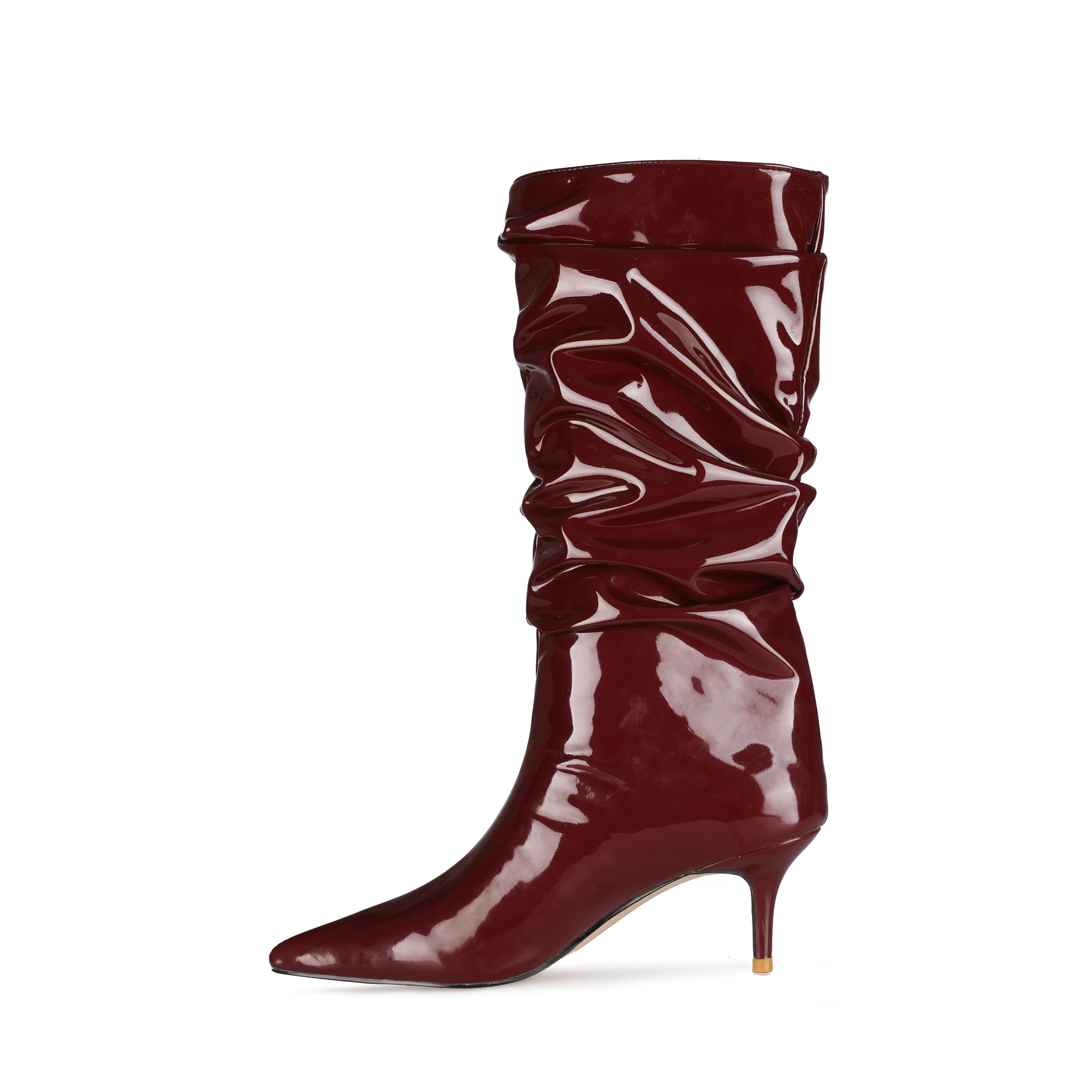 

New Arrival Women Fall Kitten Heels Knee High Boots Ladies Pointed Toe Patent, 6 colors