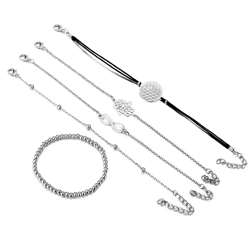 

5Pcs/set Infinity Hand Hollow Round Charm Bracelet  Bangle Fashion Popular Jewelry for Women
