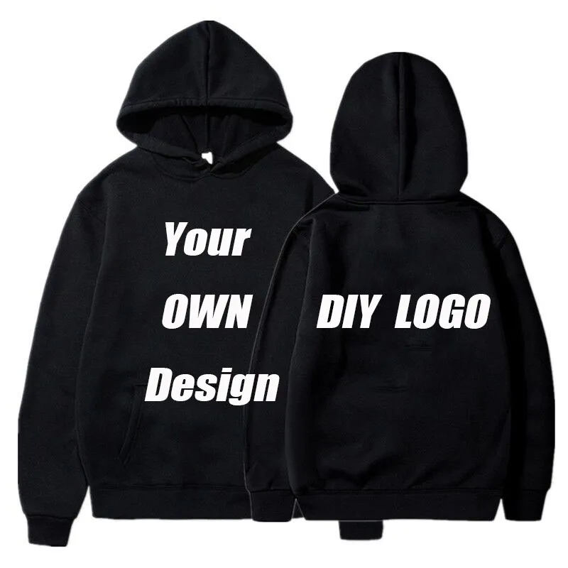 

BTFCL Men Women Customized Hoodies Print Like Photo or Logo Text DIY Your OWN Design Black Cotton Harajuku Sweatshirt