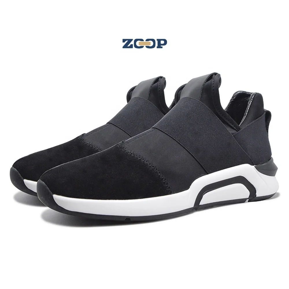 

Breathable stretch fabric upper black shoes men slip-on casual shoes