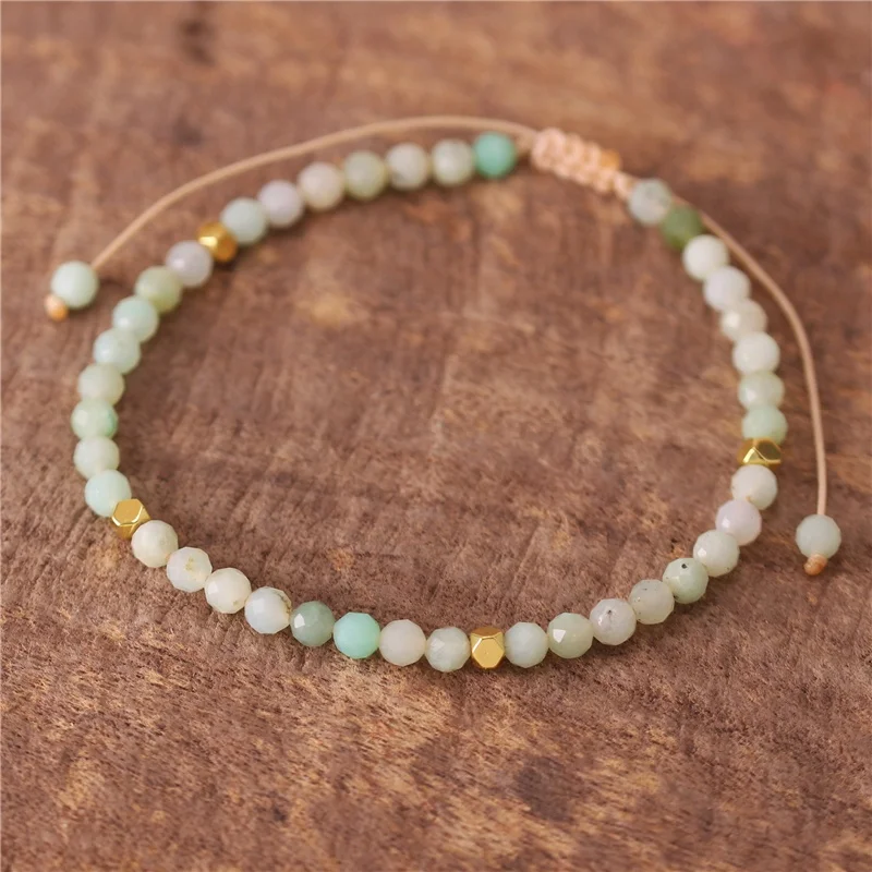 

Simple Jelly Green Natural Stone 4mm Australia Jade Beads Dainty Bracelet Adjustable Women Yoga Wrap Gemstone Jewelry Wholesale