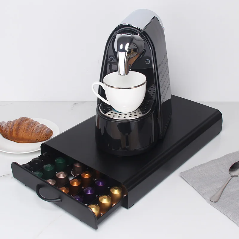 

Home Kitchen Organizer Metal Wire Cup Coffee Pod Stand Nespresso Capsule Holder, Black