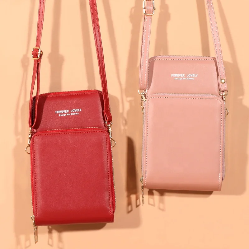 

2021 New Arrival Multifunctional Solid Color Wallet Shoulder Mobile Phone Bag Messenger Coin Purse Crossbody Bag, 9 colors