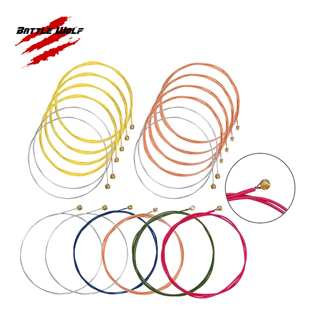 

Wholesale Price Bulk Different color Acoustic Guitar Strings OEM For Beginner, Brass copper colorful