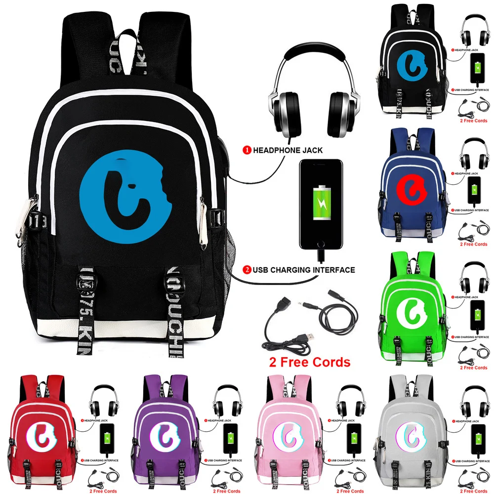 

In Stock Custom Logo Oxford USB Charging Laptop Travel Women Men Cookie Backpack School Bag