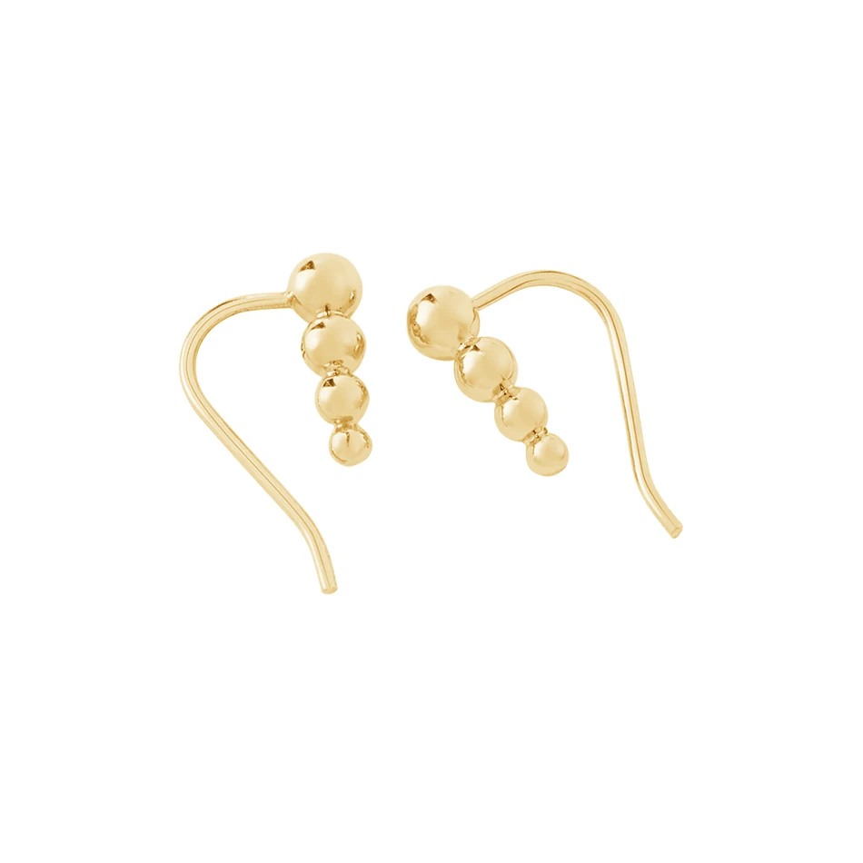 

wholesale trendy jewelry 18k gold plated simple design 925 sterling silver beaded ear climber earrings for women