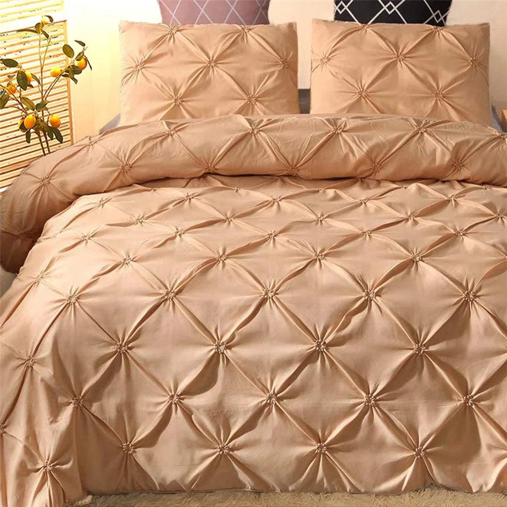 Sheets Textured Duvet Cover And Pillow Cover Luxury Pinch Pleat Bed