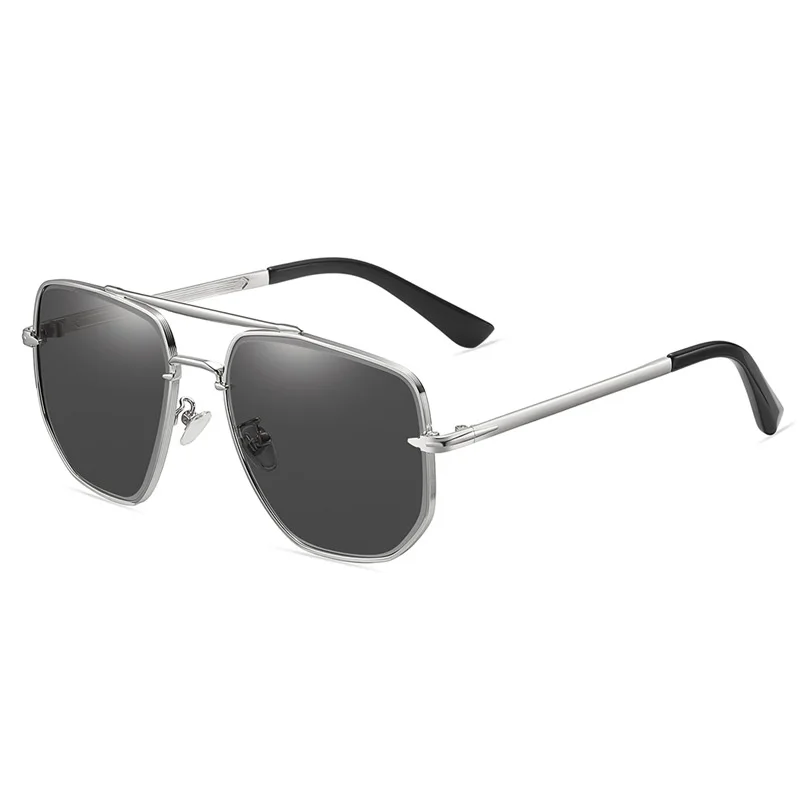 

Classic Double Bridge Polarized Wide Temple Sunglasses For Men Metal Frame Frog Mirror Sports Policeman Sunglasses