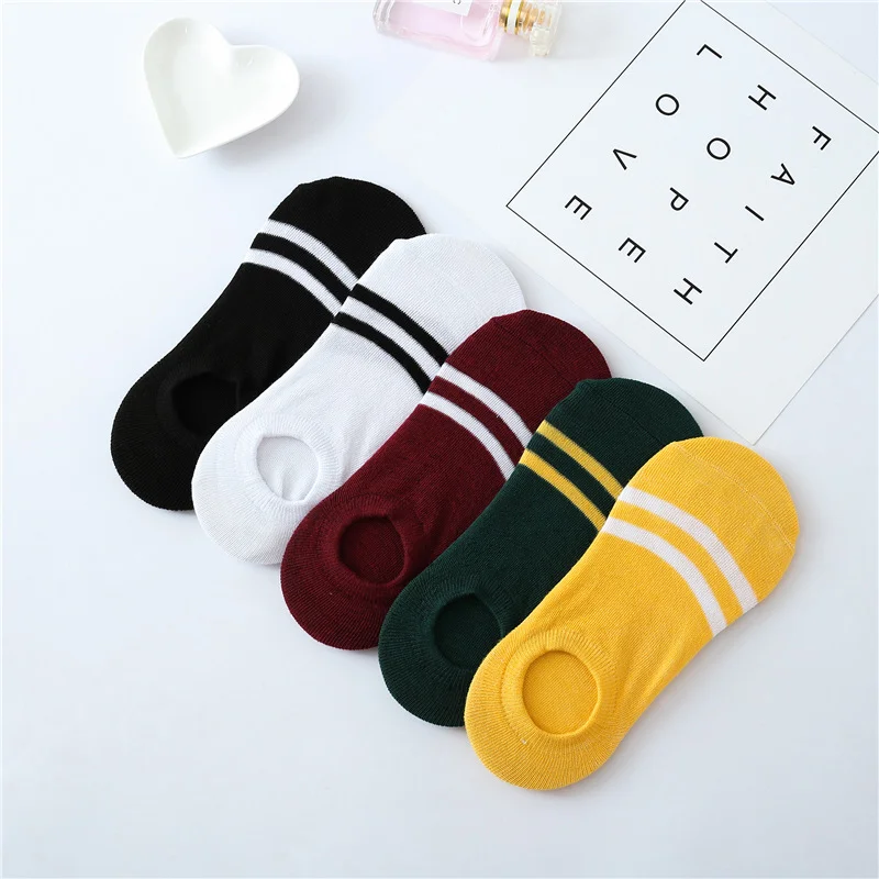 

Custom woman low cut no show socks seamless combed striped invisible socks for women