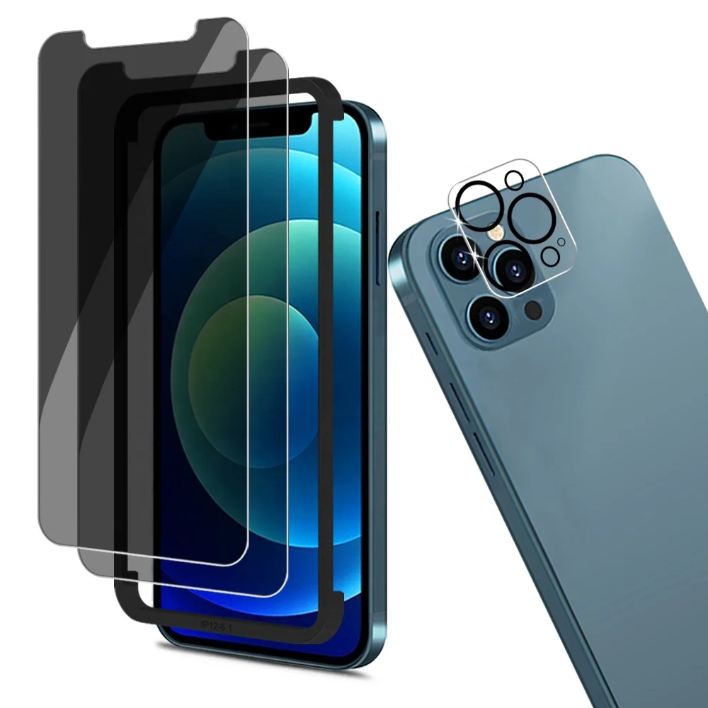 

3 in 1 packing Camera Lens Protector and Privacy Screen Protector Compatible with iPhone 12 Pro Max 6.7 inch Tempered Glass