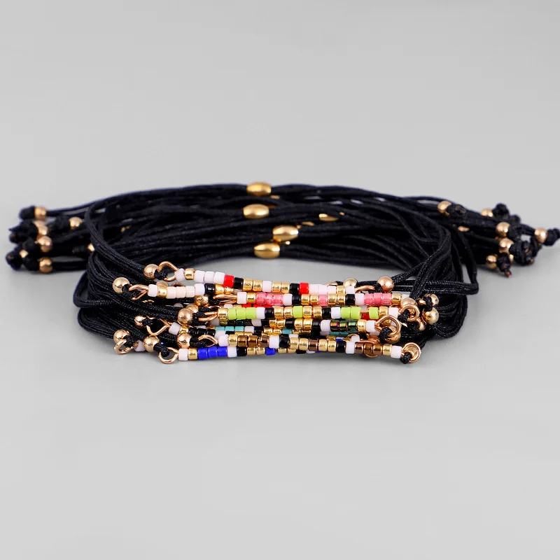 

Wholesale Handmade Multicolor Bracelets Japanese Seed Beads Black String Bracelets for Women Girls