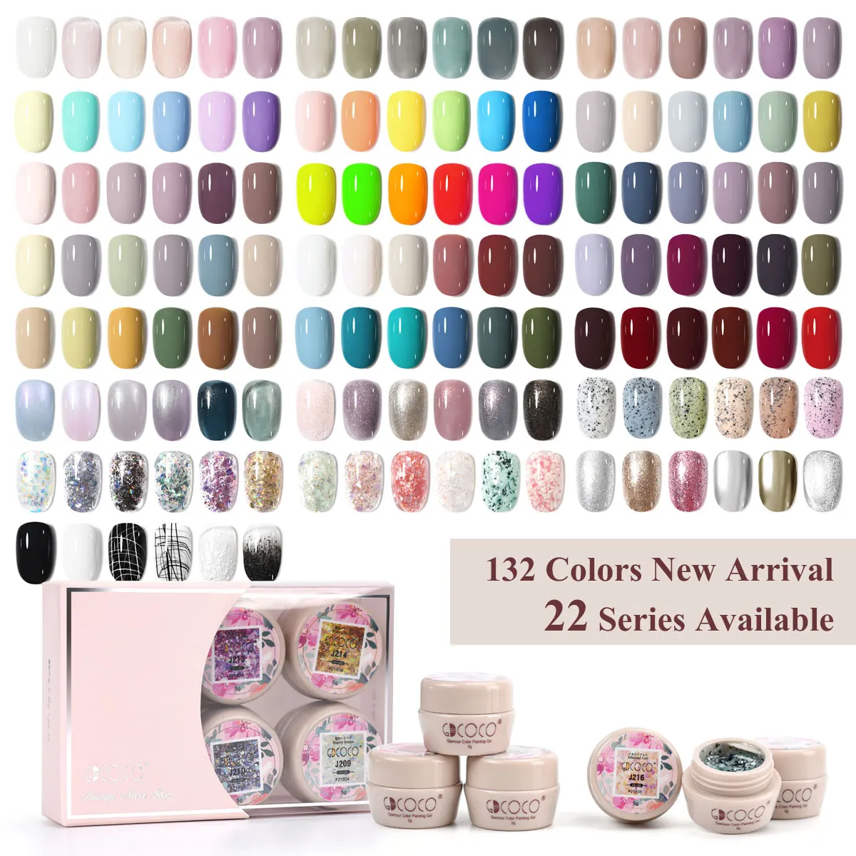 

GDCOCO 5ml Painting Gel New 6 Colors Set Soak Off Semi Permanent Nail Art Design Pure Translucent Colors Enamel Lacquer Varnish, 22 sets