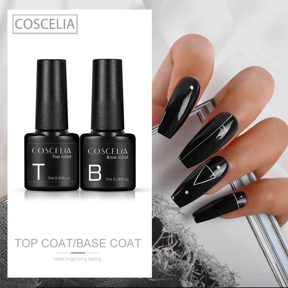 

COSCELIA High Quality Nail 7ml Base Top Coat for Nail Art Beauty, Clear