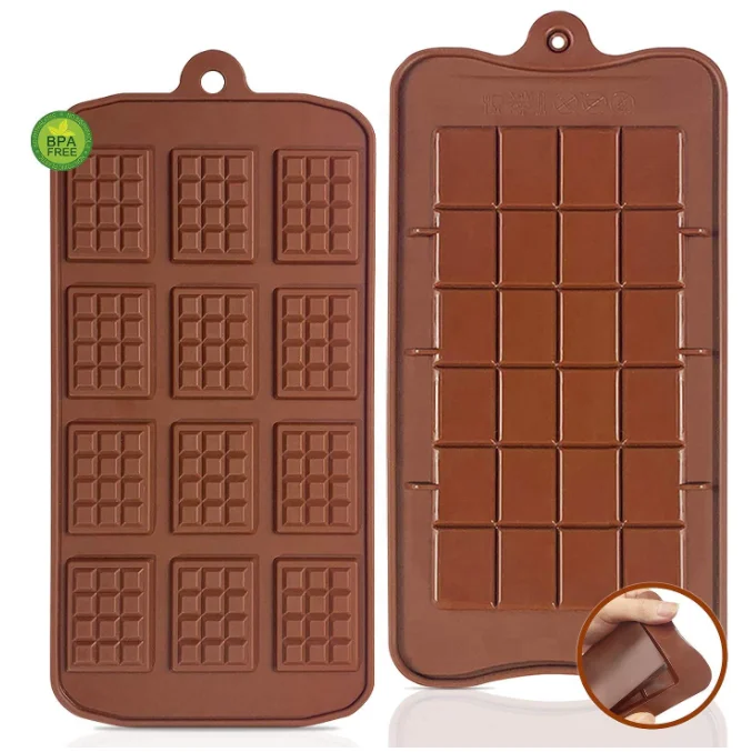 

Custom Non-Stick Rectangle Protein and Energy Moldes Para Silicone Chocolate Bar Mold, Brown, customizable