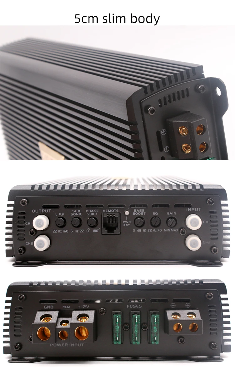 Kuerl 12v Class D Mono Block Digital Amp Car Power Amplifiers 1 Channel