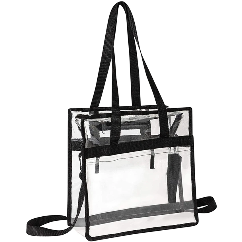 

Bags for Less Clear Tote Stadium Approved with Adjustable Shoulder Straps, Black