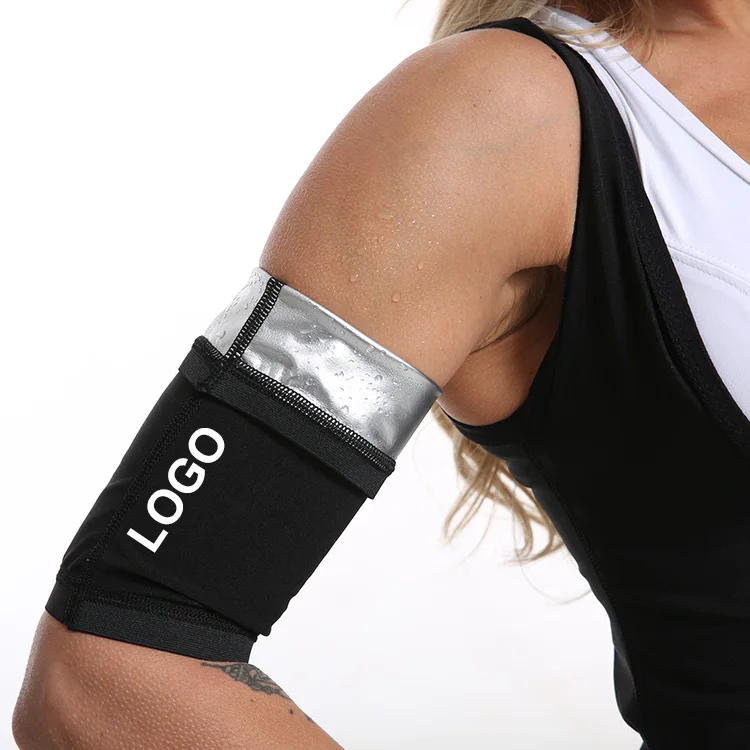 

New Elastic Sweat Armbands Shapers Customized Logo Sliver Polyester Compression Light Sauna Arm Slimmer Sleeve