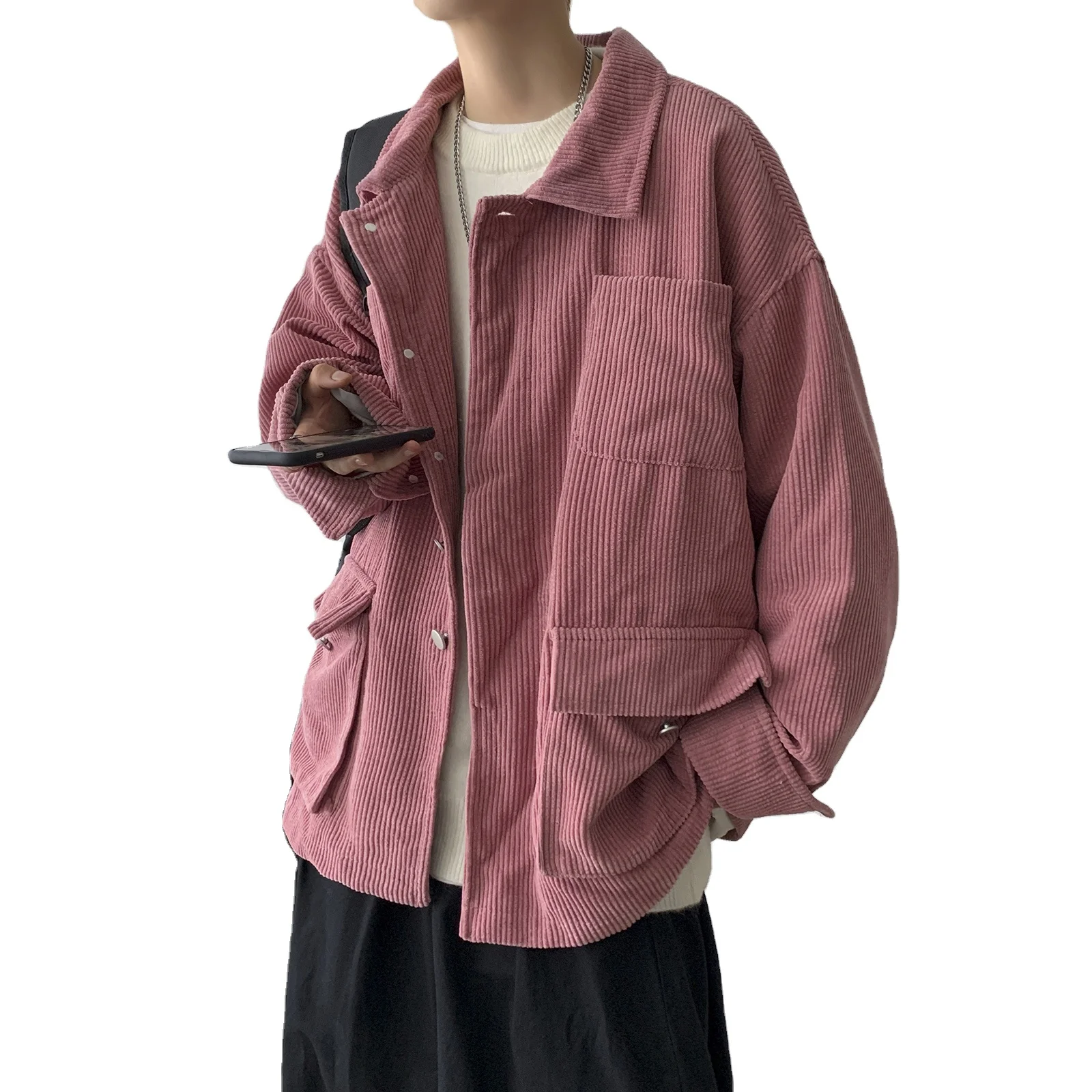 

Autumn and Winter Corduroy Fashion Plain Casual Trendy Men Jacket Coat