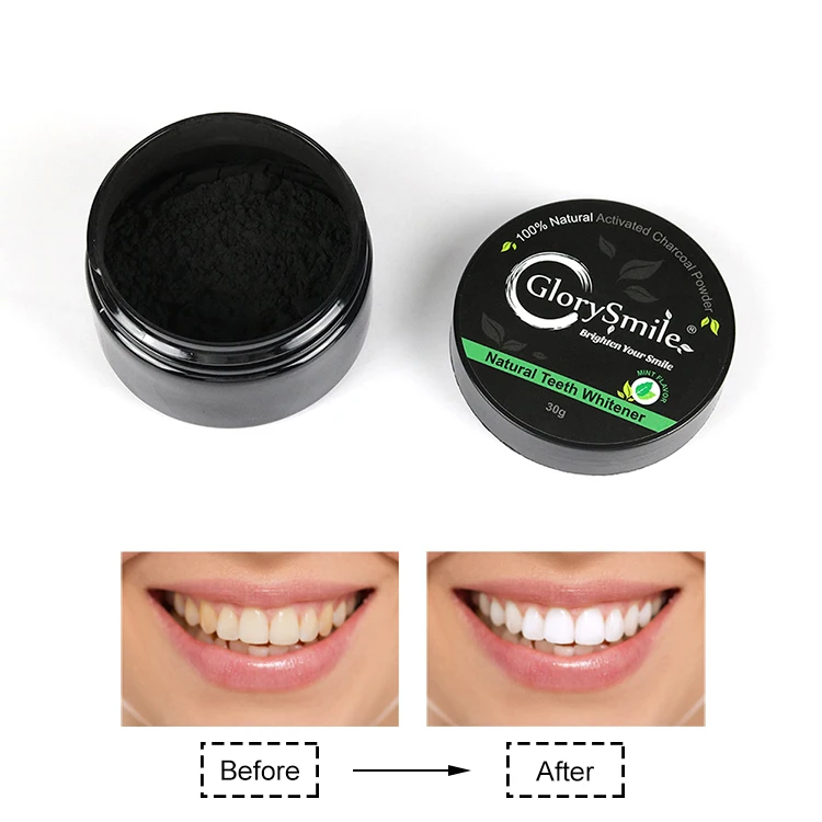 

Glory Smile 30g Natural Teeth Whitening Powder OEM Organic Activated Charcoal Teeth Whitening Powder Mint, Black